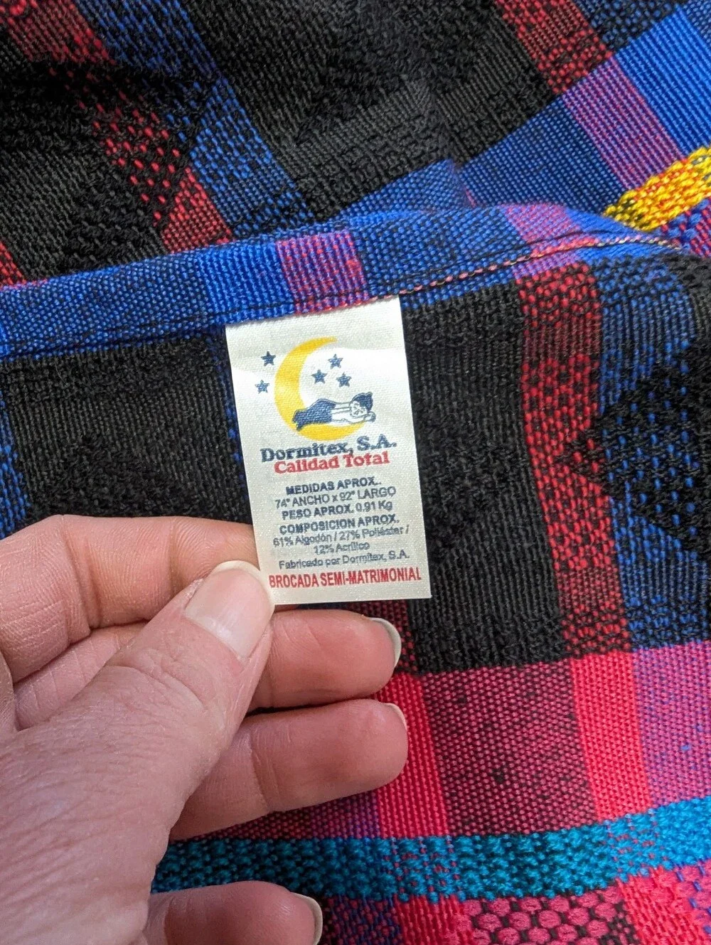 Guatemalan Made Woven Brocade Cotton Blend Blanket Colorful Aztec Southwestern